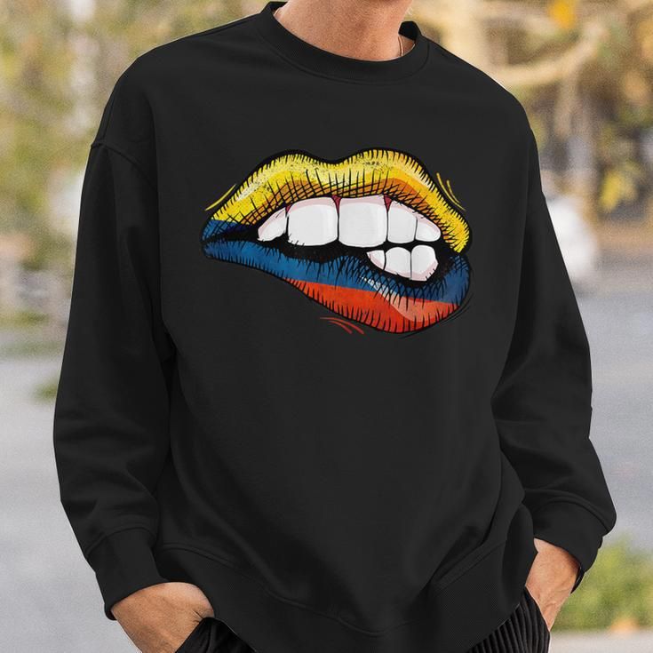 Sexy Biting Lips Colombia Flag Colombian Pride Sweatshirt Gifts for Him
