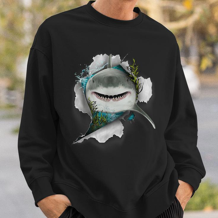Shark Great White Shark Deep Sea Fishing Funny Shark Sweatshirt Gifts for Him