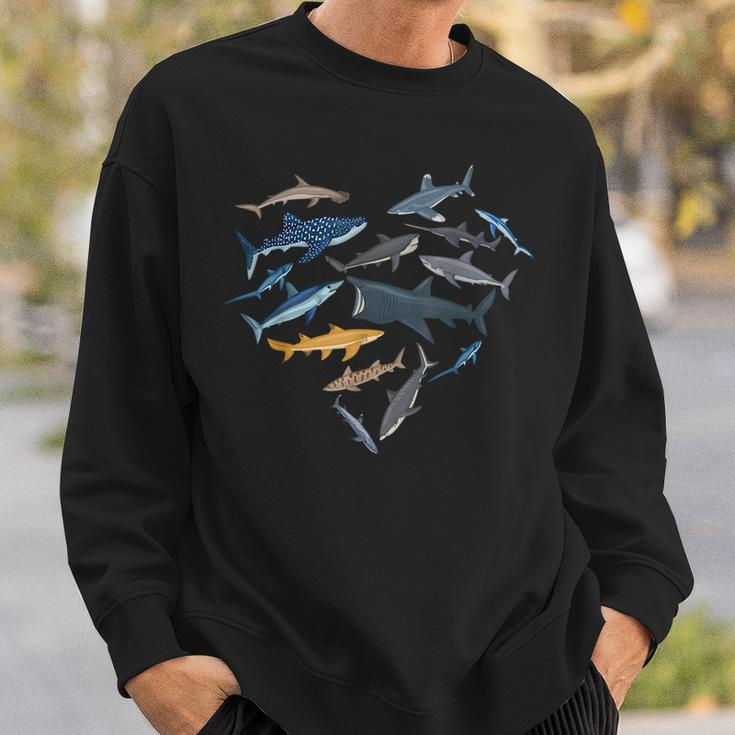 Shark Heart Sea Animal Underwater Shark Lover Sweatshirt Gifts for Him
