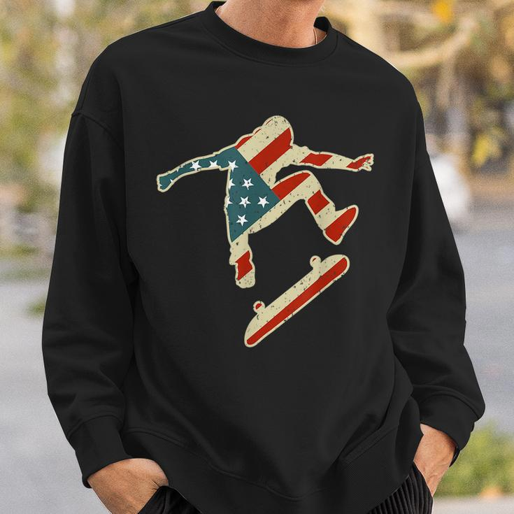 Skateboard Skating Usa American Flag Skater Skateboarding Skateboarding Funny Gifts Sweatshirt Gifts for Him