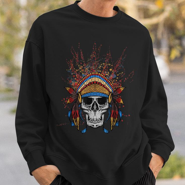 Skull And Headdress Native American Gift Indian Sweatshirt Gifts for Him