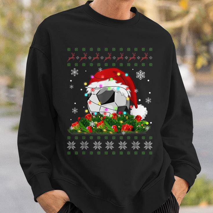 Soccer Ugly Sweater Christmas Pajama Lights Sport Lover Sweatshirt Gifts for Him
