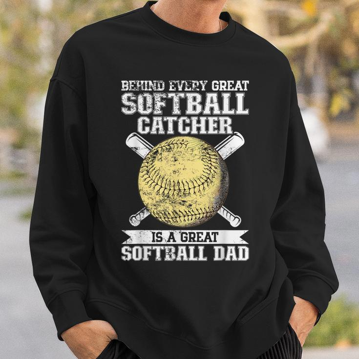 Softball Catcher Dad Pitcher Fastpitch Coach Fathers Day Sweatshirt Gifts for Him