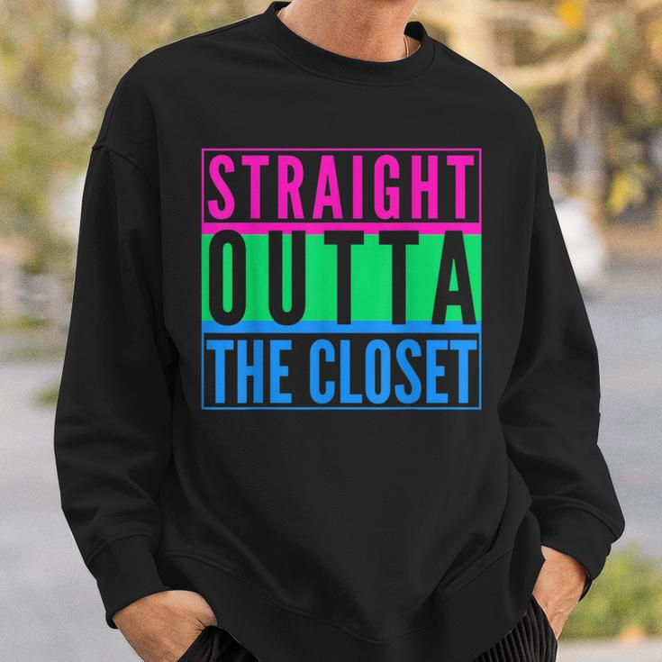 Straight Outta The Closet Lgbt Pride Polysexual Poly Gay Sweatshirt Gifts for Him