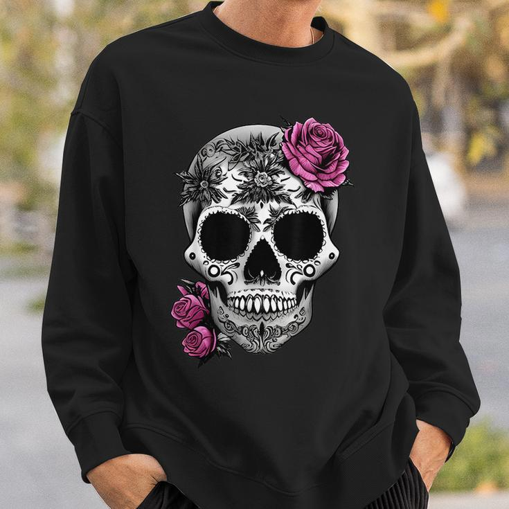 Sugar Skull Day Of The Dead Cool Bone Head Skulls Sweatshirt Gifts for Him