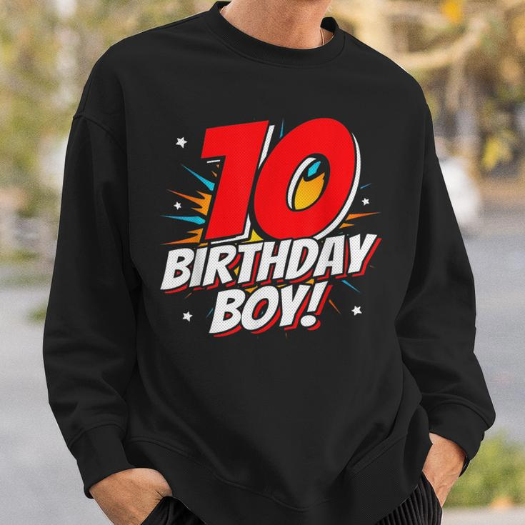 Superhero Birthday Boy Party 10 Year Old 10Th Birthday Sweatshirt Gifts for Him