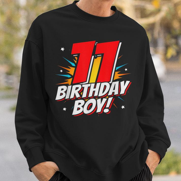 Superhero Birthday Boy Party 11 Year Old 11Th Birthday Sweatshirt Gifts for Him