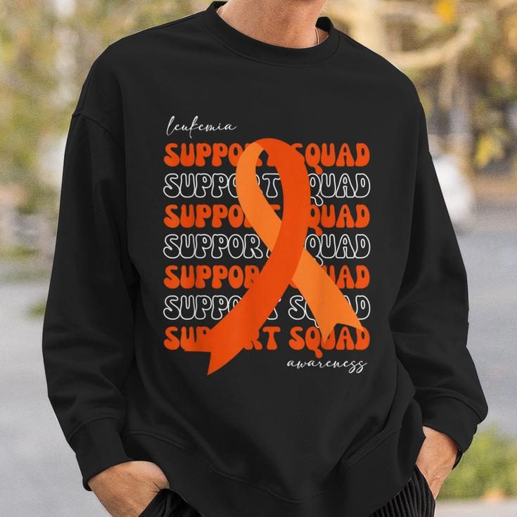 Support Squad Leukemia Awareness Orange Ribbon Sweatshirt Gifts for Him