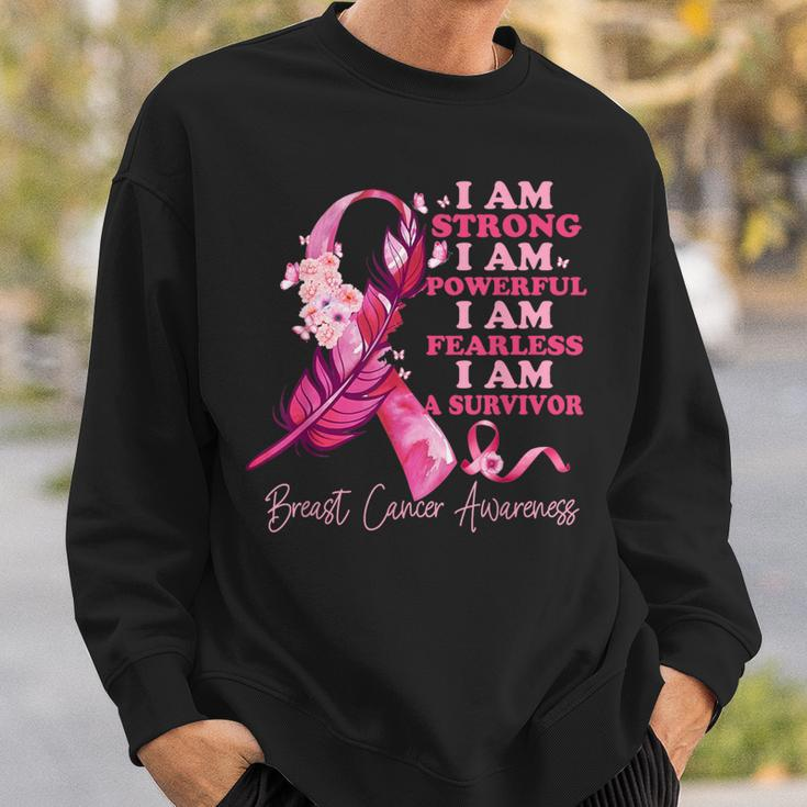I Am A Survivor Breast Cancer Awareness Pink Ribbon Feathers Sweatshirt Gifts for Him