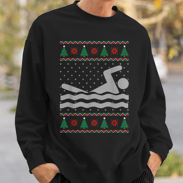 Swimming Ugly Christmas Sweater Sweatshirt Gifts for Him