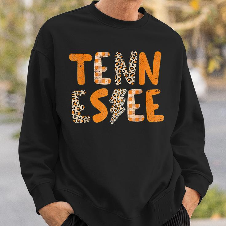 Tennessee State Flag Orange Plaid Leopard Sweatshirt Gifts for Him