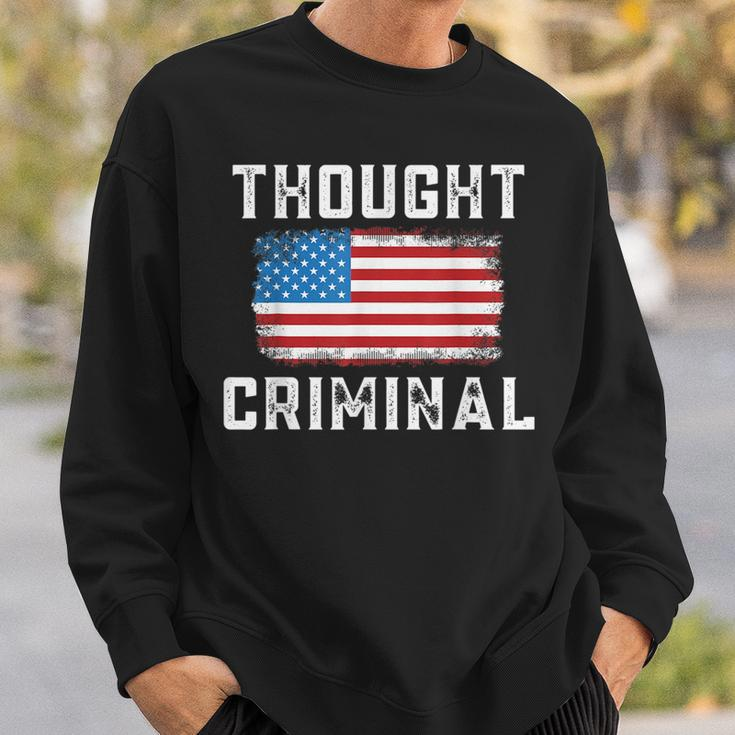 Thought Criminal Free Thinking Free Speech American Flag Sweatshirt Gifts for Him