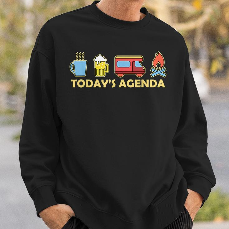 Today's Agenda Camping Lover Tent Bbq Travelling Picnicking Sweatshirt Gifts for Him