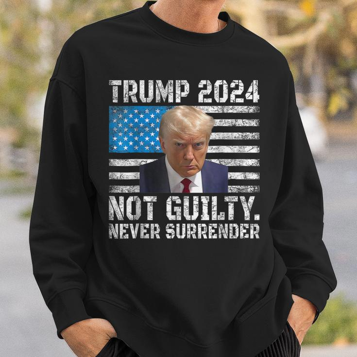 Trump 2024 Shot Never Surrender Us Flag Vintage Sweatshirt Gifts for Him
