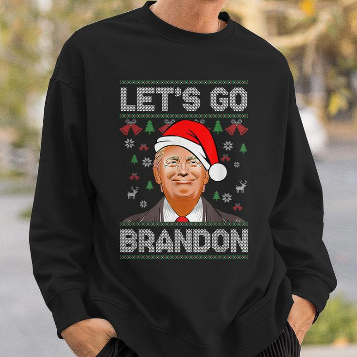 Trump Ugly Christmas Sweater Let's Go Bradon Meme Xmas Sweatshirt Gifts for Him