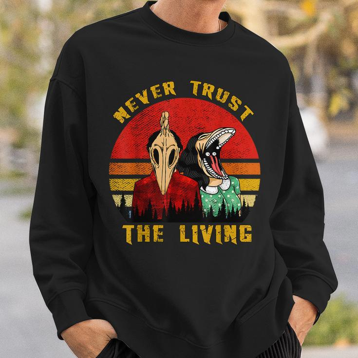 Never Trust The Living Retro Vintage Creepy Goth Grunge Emo Creepy Sweatshirt Gifts for Him