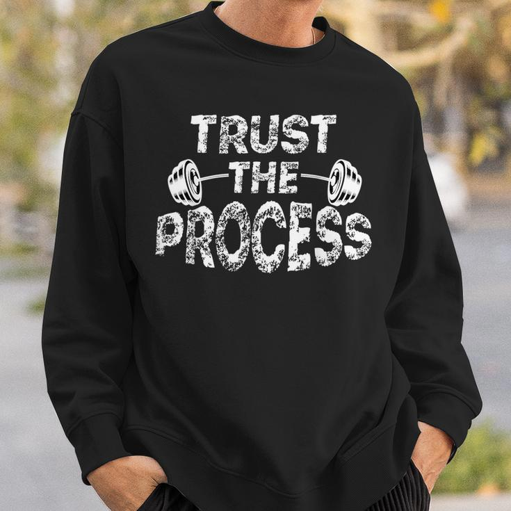 Trust The Process Motivational Quote Gym Workout Retro Sweatshirt Gifts for Him