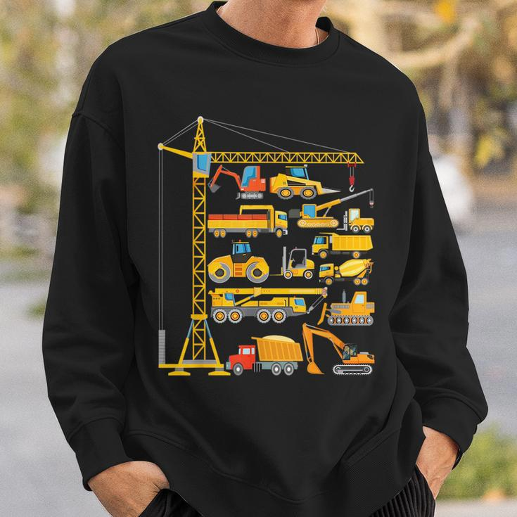 Types Of Construction Excavator Bulldozer Truck Crane Sweatshirt Gifts for Him