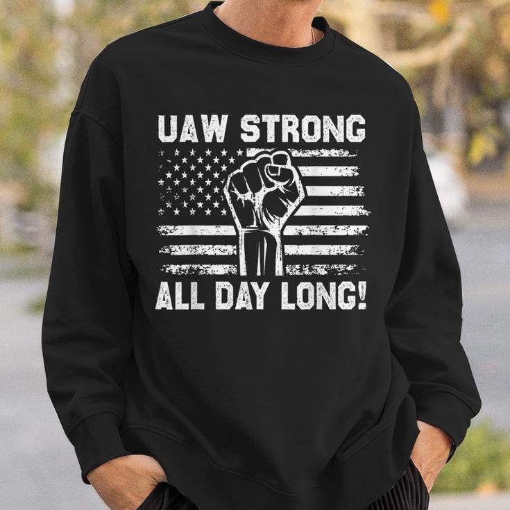 Uaw Strike Usa Flag Red United Auto Workers Picket Sign Sweatshirt Gifts for Him