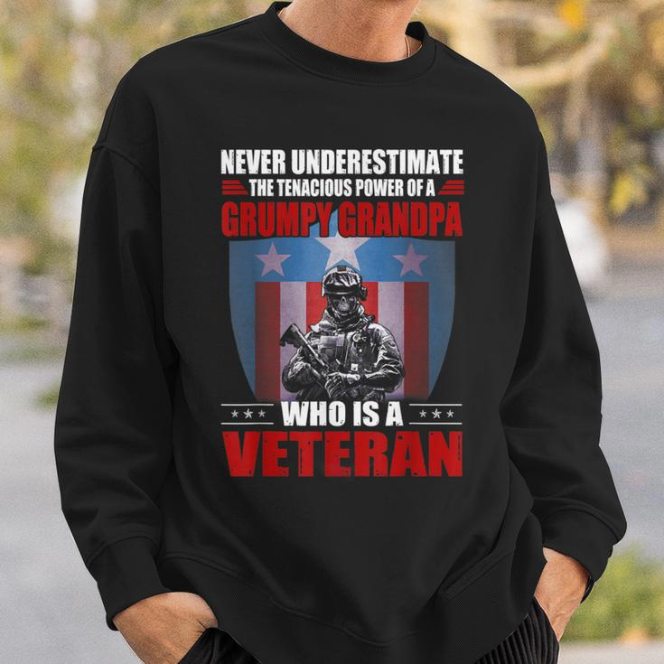 Never Underestimate A Grumpy Grandpa Veteran Christmas Sweatshirt Gifts for Him