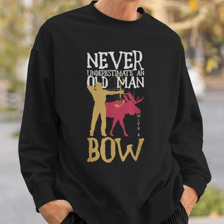 Never Underestimate An Old Man With A Bow Hunting Sweatshirt Gifts for Him