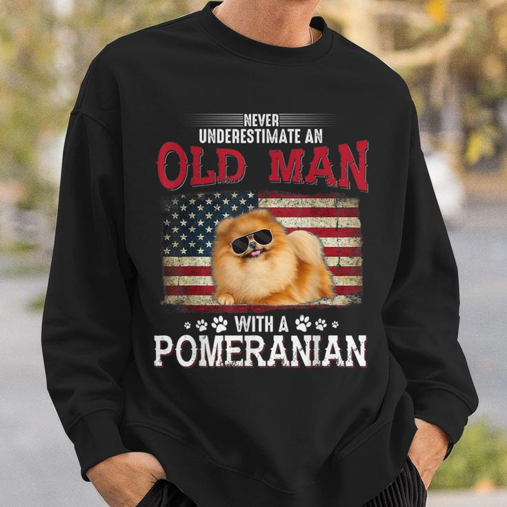 Never Underestimate An Old Man With A Pomeranian Costume Sweatshirt Gifts for Him