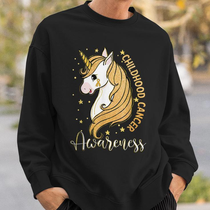 Unicorn Childhood Cancer Warrior In September We Wear Gold Sweatshirt Gifts for Him