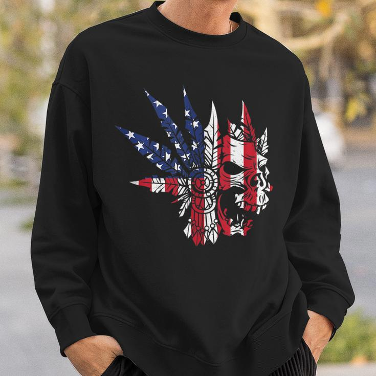 Usa American Flag Skull Skeleton Biker Style Gift Idea Biker Funny Gifts Sweatshirt Gifts for Him