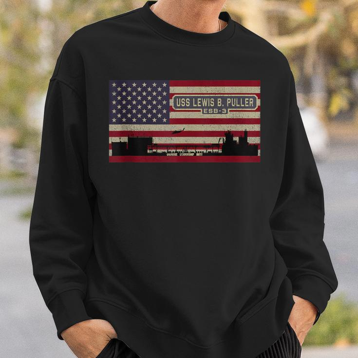 Uss Lewis B Puller Esb-3 Mobile Base Ship American Flag Sweatshirt Gifts for Him