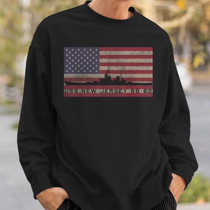 Uss New Jersey Bb 62 Battleship Usa American Flag Gift Sweatshirt Gifts for Him