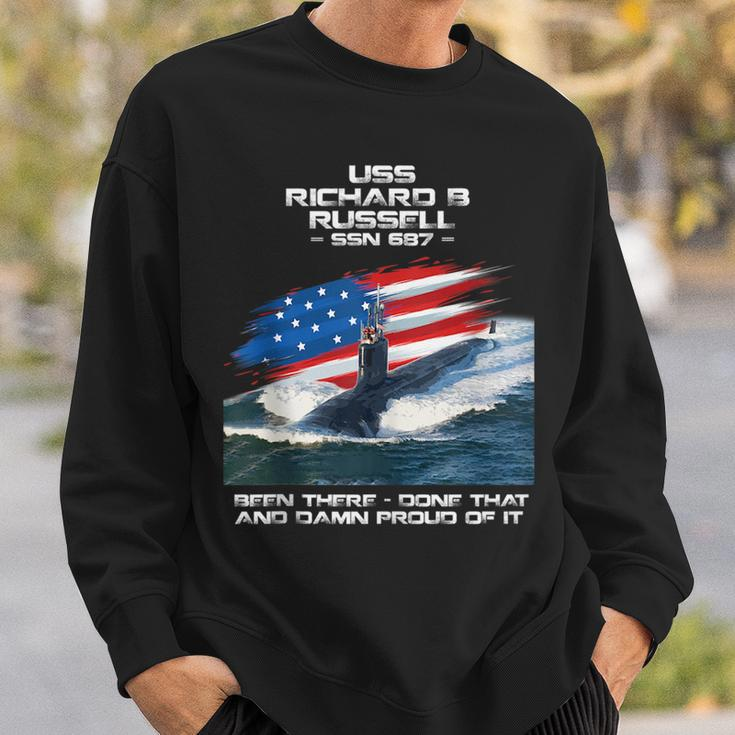 Uss Richard B Russell Ssn-687 American Flag Submarine Sweatshirt Gifts for Him