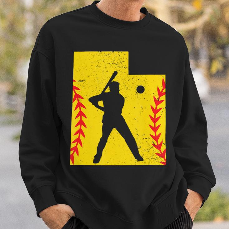 Utah Map Softball Love Playing Softball Play Sweatshirt Gifts for Him