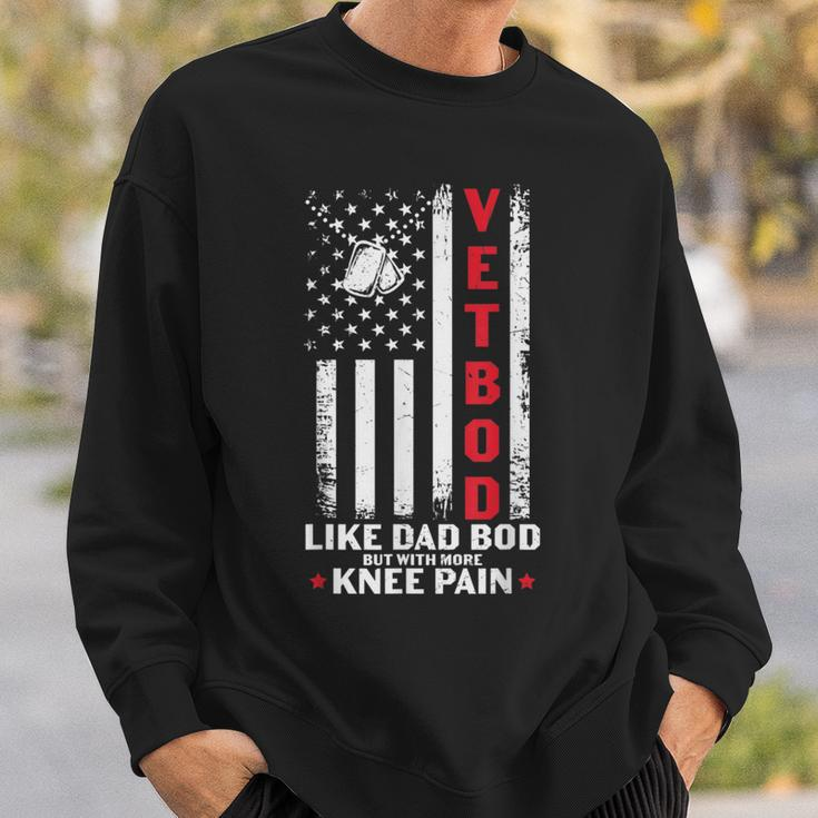 Vet Bod Like Dad Bod US Flag Dog Tag Veteran Sweatshirt Gifts for Him