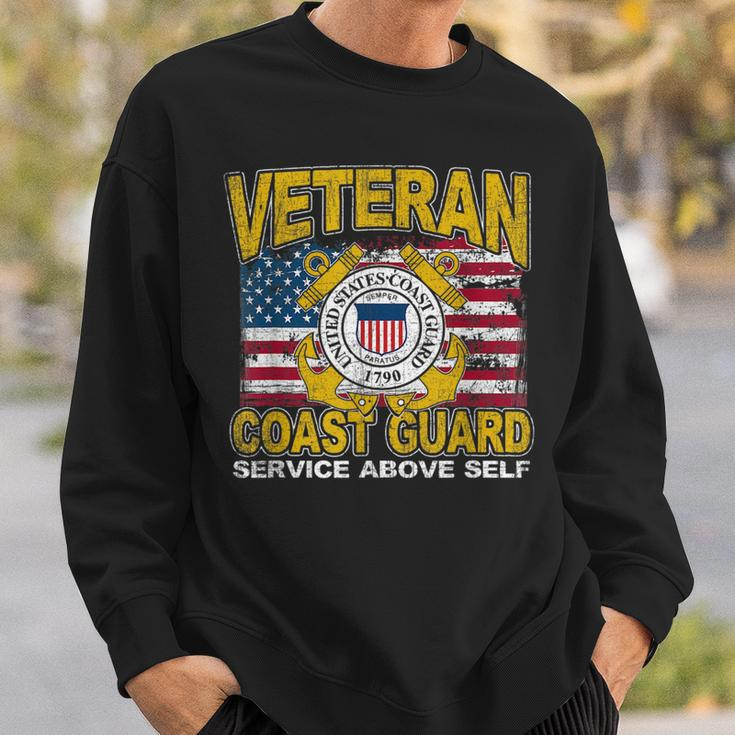 Veteran Coast Guard Service Above Self DistressedVeteran Funny Gifts Sweatshirt Gifts for Him