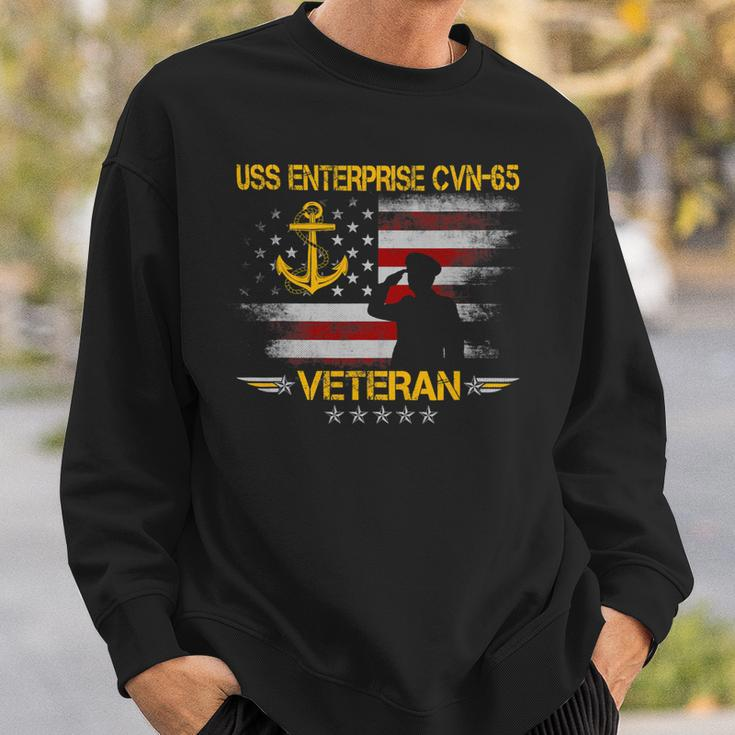 Veteran Vets Uss Enterprise Cvn65 Aircraft Carrier Veteran Flag Vintage Veterans Sweatshirt Gifts for Him