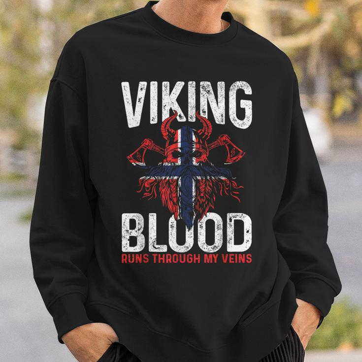 Viking Blood Runs Through My Veins Norwegian Roots Pride Sweatshirt Gifts for Him
