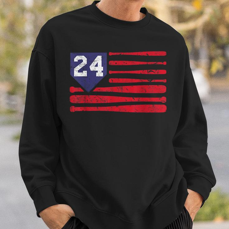 Vintage Baseball Fastpitch Softball 24 Jersey Number Sweatshirt Gifts for Him