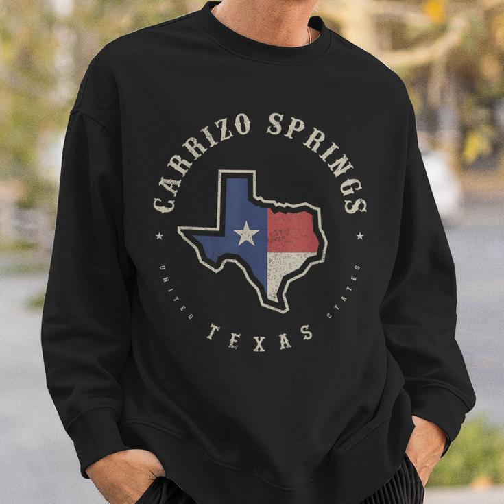 Vintage Carrizo Springs Texas State Flag Map Souvenir Sweatshirt Gifts for Him