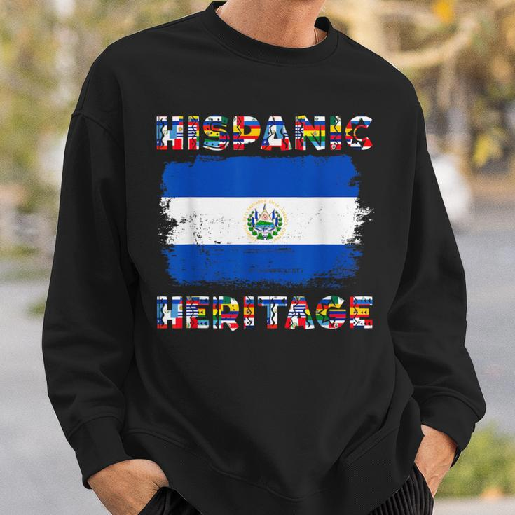 Vintage El Salvador Salvadorean Flag Hispanic Heritage Month Sweatshirt Gifts for Him