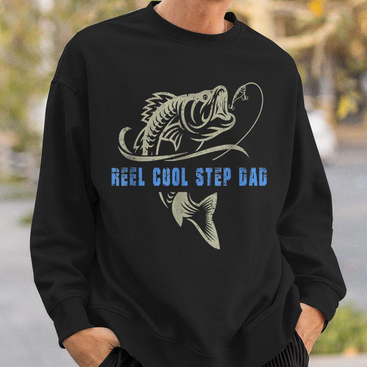 Vintage Fishing Reel Cool Step Dad Funny Fish Fathers Day Sweatshirt Gifts for Him