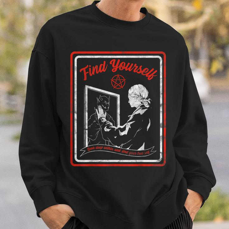 Vintage Horror Find Yourself Demon Within Sweatshirt Gifts for Him