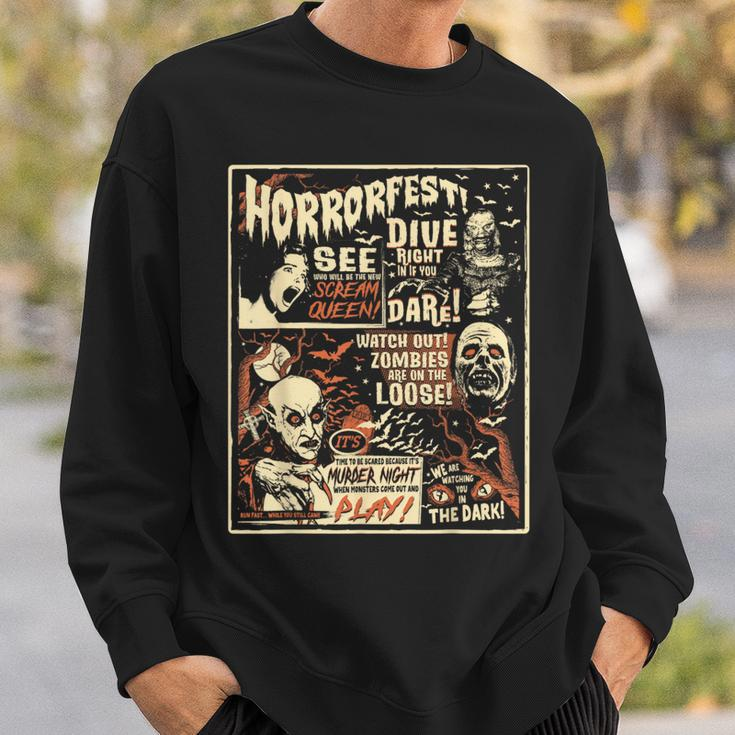 Vintage Horrorfest Poster Halloween Movie Old Time Horror Sweatshirt Gifts for Him