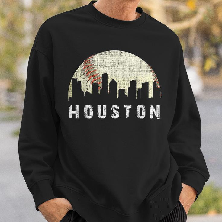 Vintage Houston Skyline City Baseball Met At Gameday Sweatshirt Gifts for Him