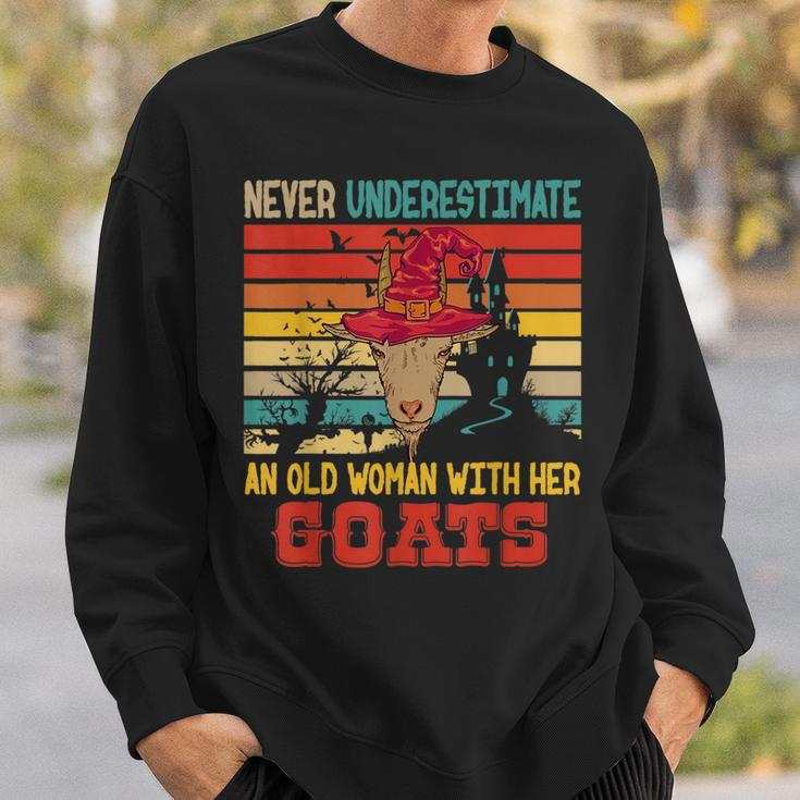 Vintage Never Underestimate An Old Woman With Her Goats Sweatshirt Gifts for Him