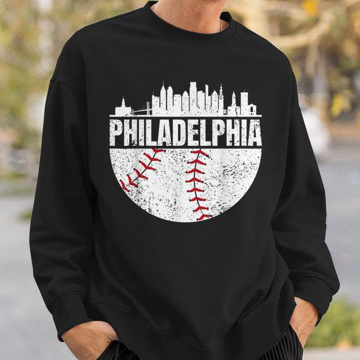 Vintage Philadelphia Skyline Baseball Retro Cityscap Sweatshirt Gifts for Him