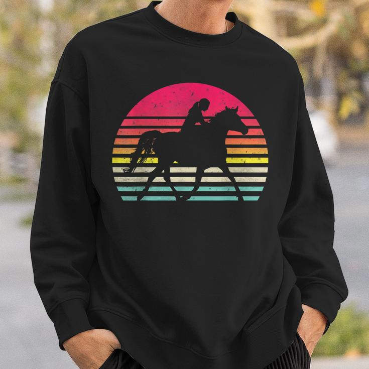 Vintage Retro Girl Horse Riding Sunset Cowgirl Outdoor Sport Sweatshirt Gifts for Him