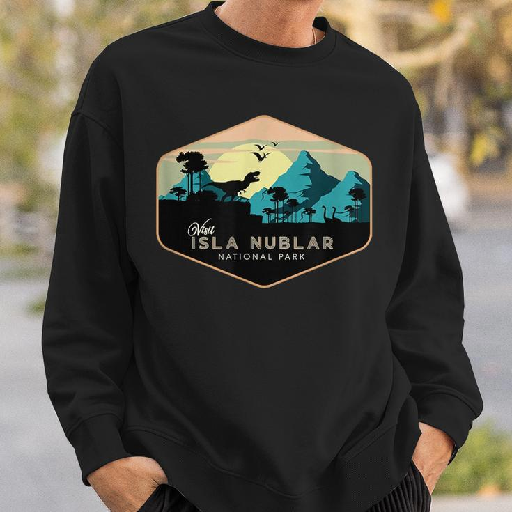 Vintage Retro Visit Isla Nublar National Park Dinosaur Sweatshirt Gifts for Him