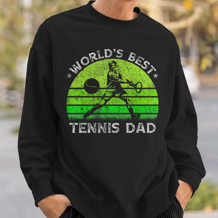 Vintage Retro Worlds Best Tennis Dad Silhouette Sunset Gift Sweatshirt Gifts for Him