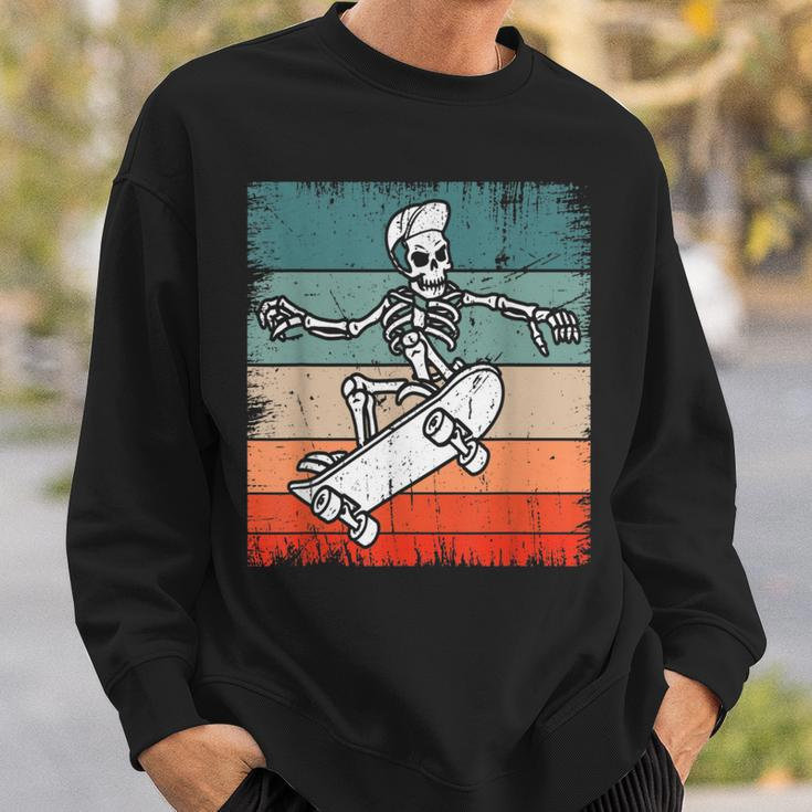 Vintage Skateboarding Skeleton Retro Halloween Skateboard Skateboarding Funny Gifts Sweatshirt Gifts for Him