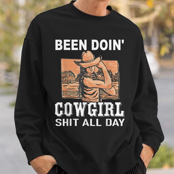 Vintage Sunset Been Doing Cowgirl Shit All Day Cowgirl Sweatshirt Gifts for Him